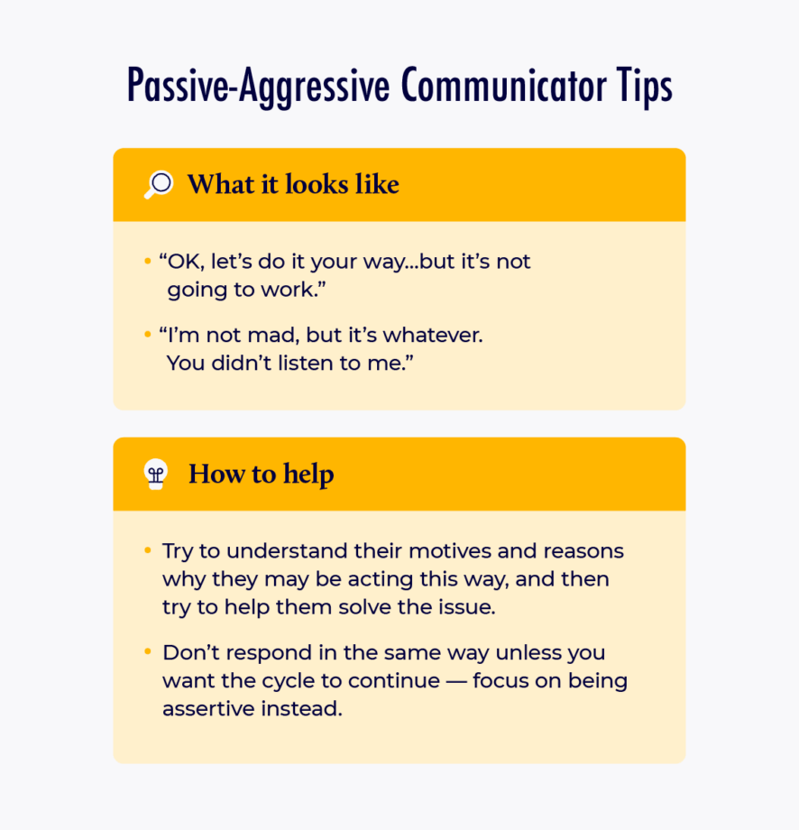 Communication styles in the workplace - passive-aggressive communicator tips