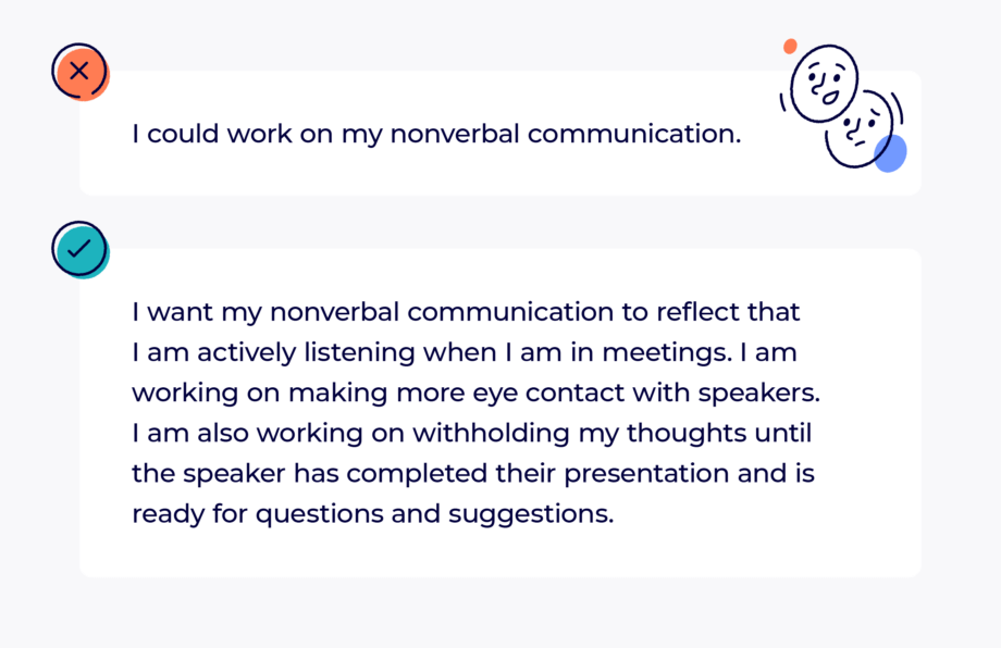 How to Write an Authentic and Thorough Self-Evaluation: Self evaluation example - nonverbal communication. 
