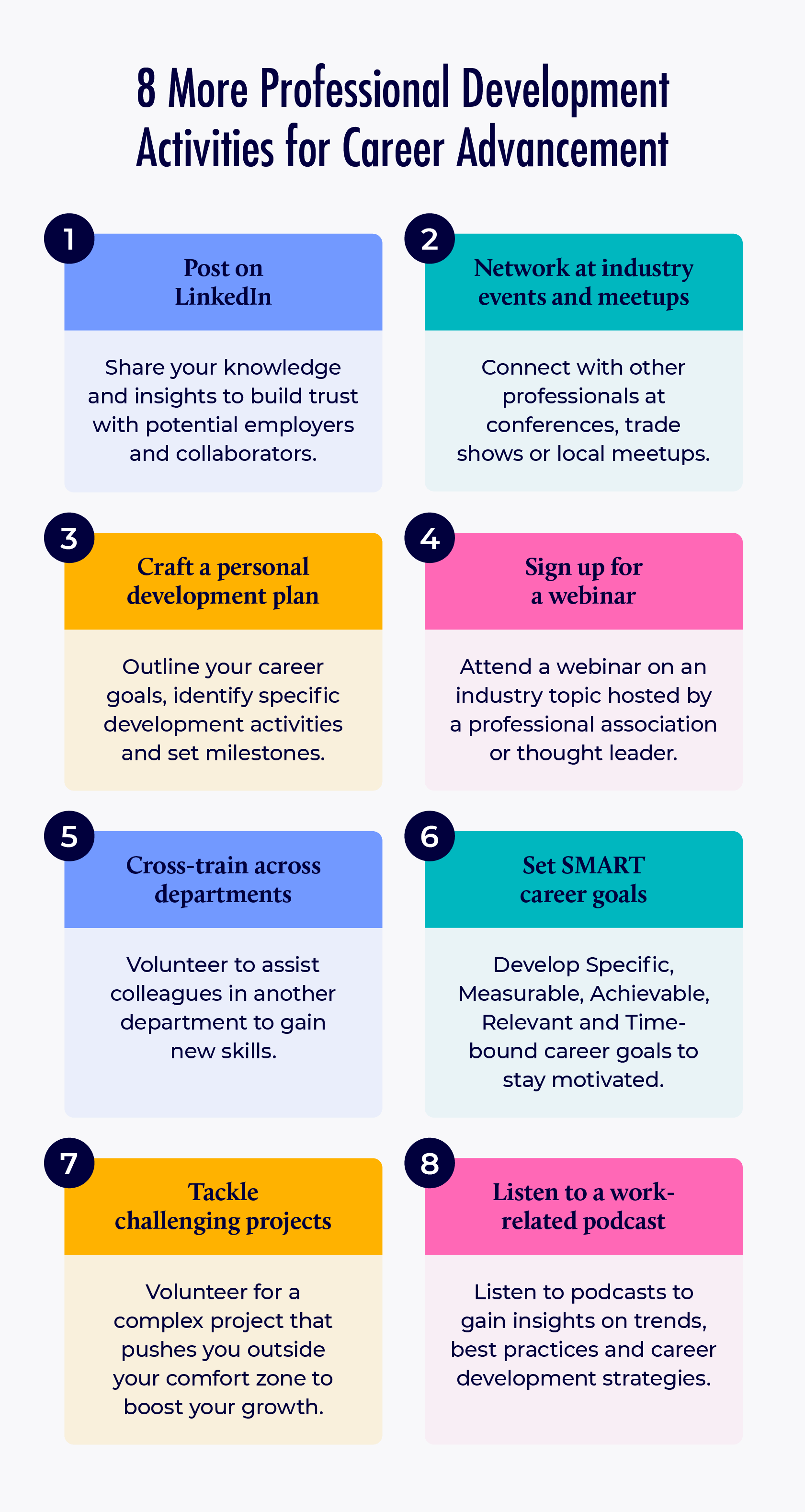 8 more professional development activities for career development.