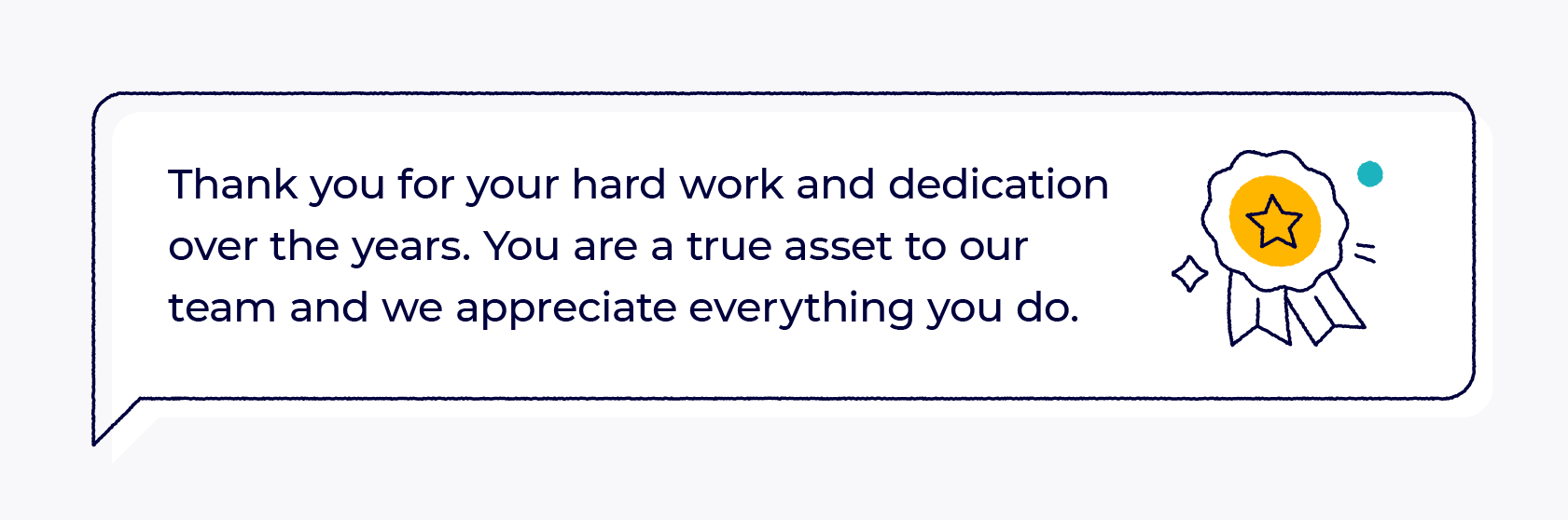 Employee appreciation messages: an example of a career milestone employee appreciation message.