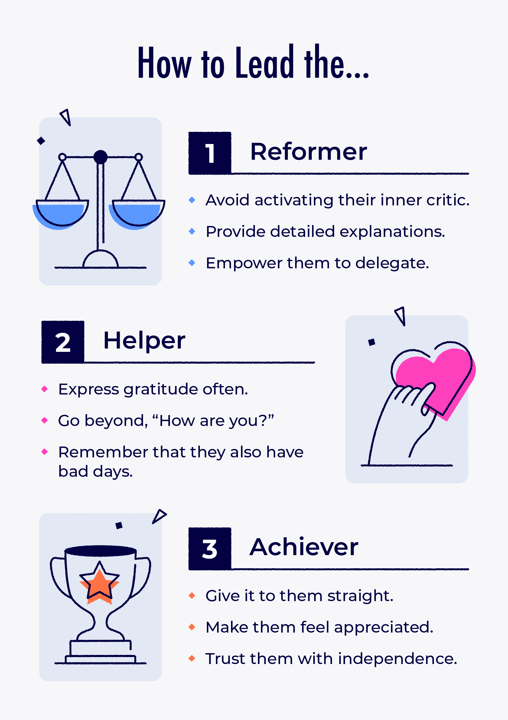 reformer-helper-achiever - Thomas Griffin How to lead common work personalities: Reformer, helper and achiever.